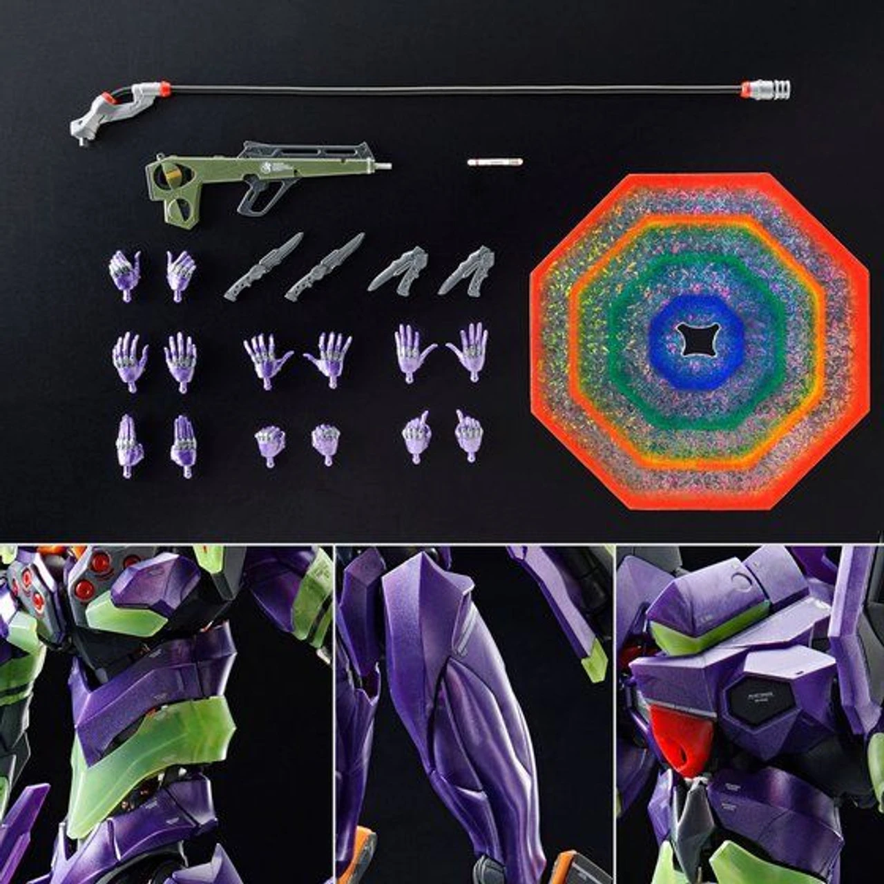 Bandai RG 1/144 Multipurpose Humanoid Decisive Weapon Artificial Human Evangelion Unit-01 (Night Combat Color) Plastic Model - Image 9